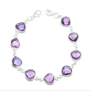 Sterling Silver Amethyst Hand Made Bracelet